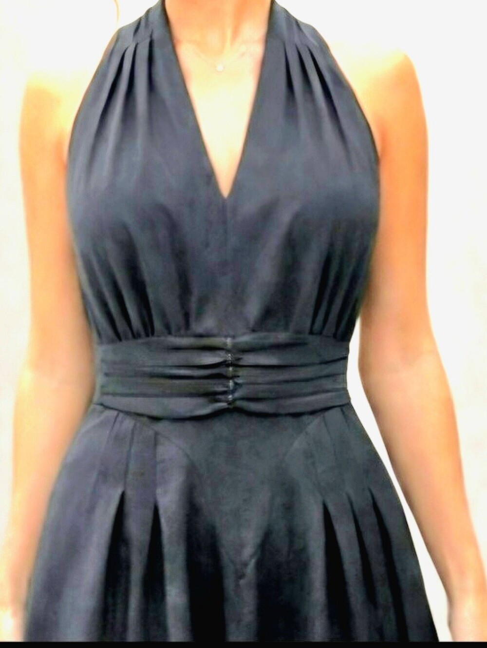 BCBGMAXAZRIA Black Sleeveless Dress | Pleated Waist, Lined Bodice | Size 14